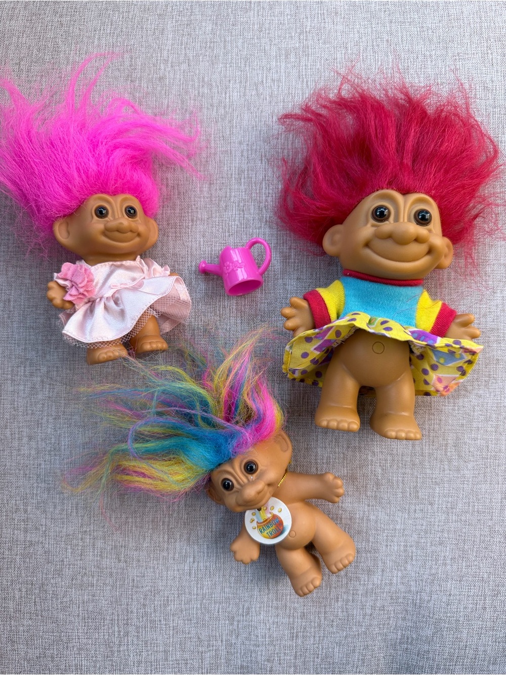 Russ Troll Dolls Lot of 3 Rainbow Pink Hair 90s Collectible